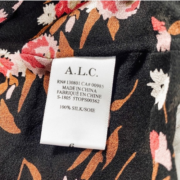 A.L.C. Floral 100% Silk Blouse Size 6 - Picture 2 of 6